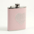 Stainless "Stone Heart" Pink Flask - 6 Oz.